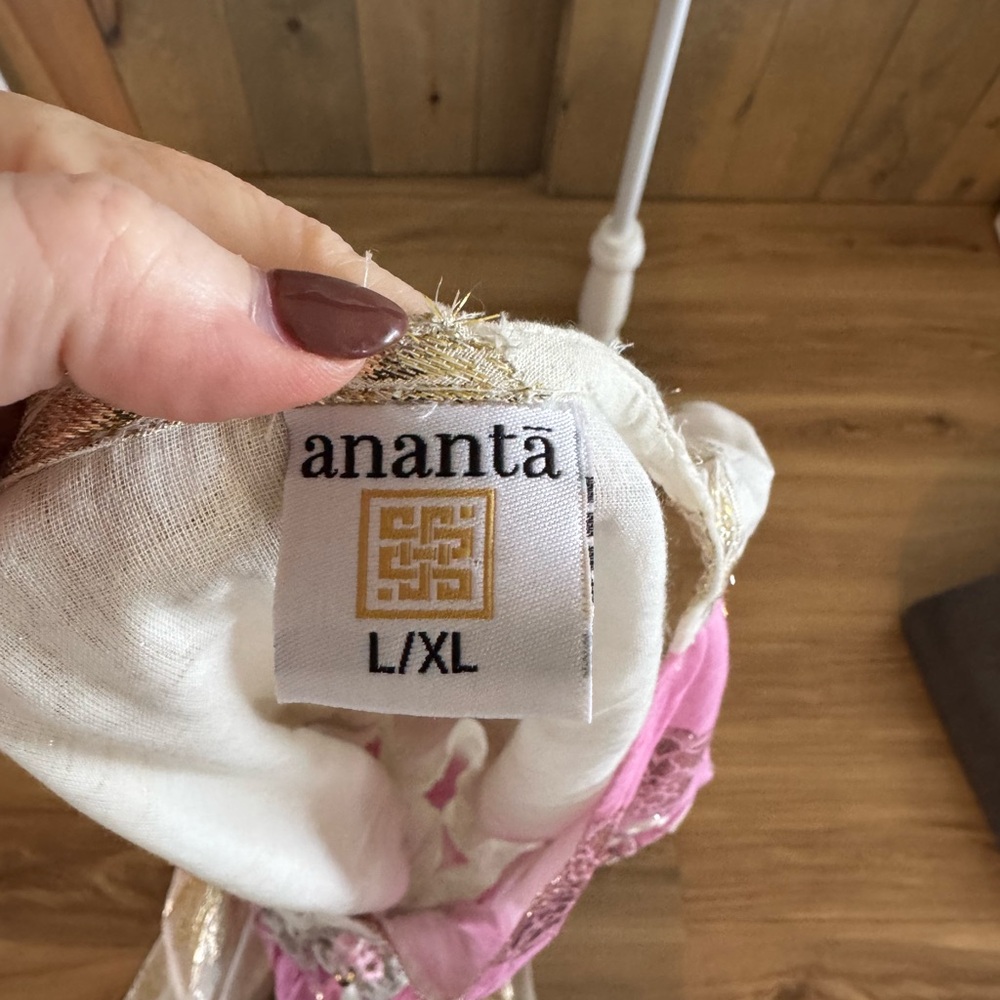 Floral Embellished Maxi Dress in Pink and Cream - 076 - Picture 7 of 7